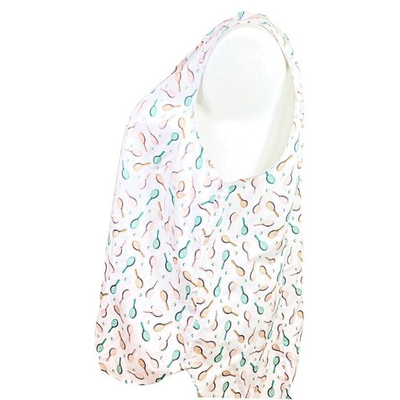 Lands End White Tennis Print Sleeveless Shirt 20W - Picture 5 of 9